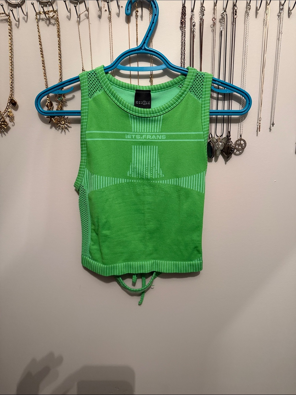iets frans Neon Green Seamless Crop Tank with open back
